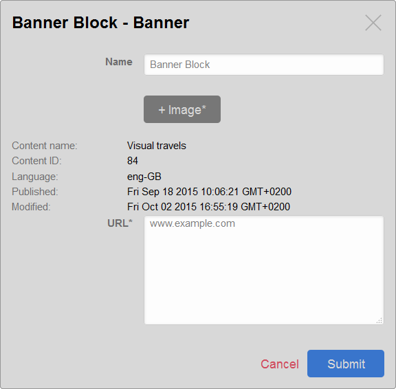 Banner Block configuration window