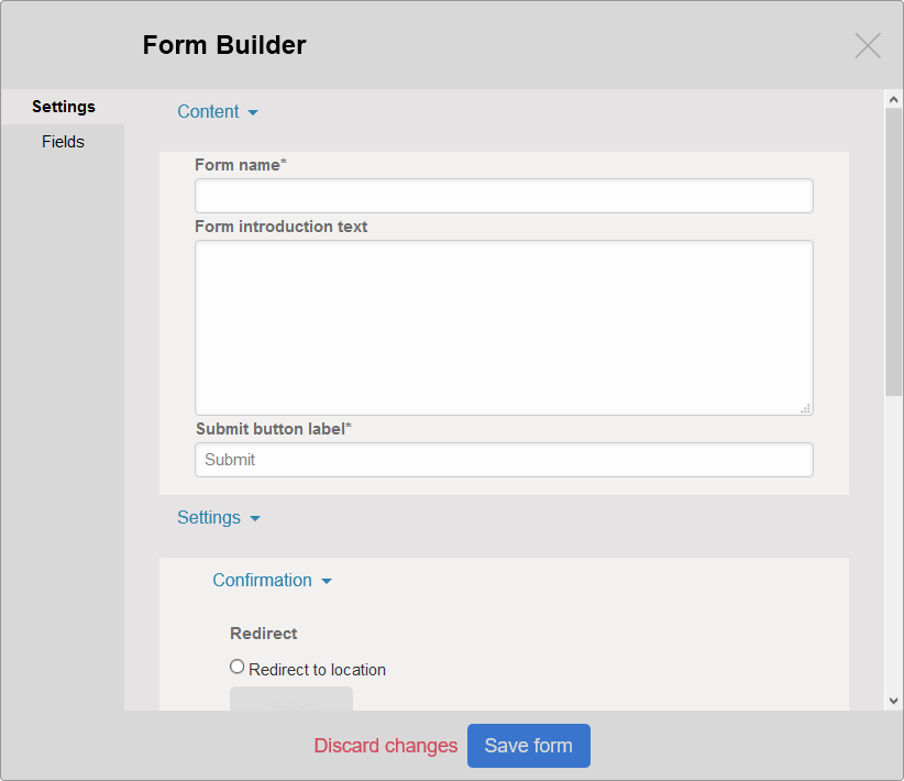 Form Block settings