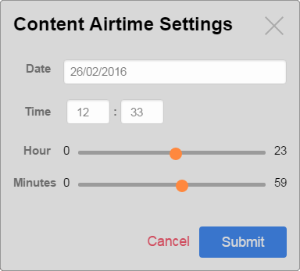 Schedule block Airtime settings window