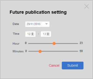Future publication settings window
