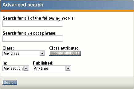 Advanced search interface
