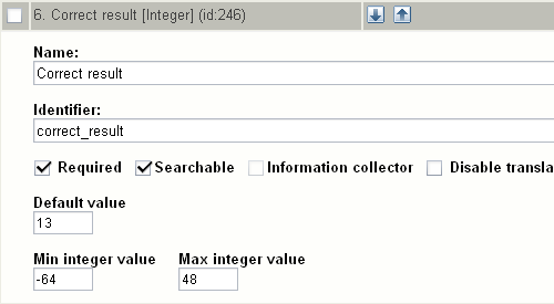 Class edit interface for the "Integer" datatype.