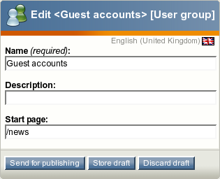 Setting the redirection URI for the "Guest accounts" user group