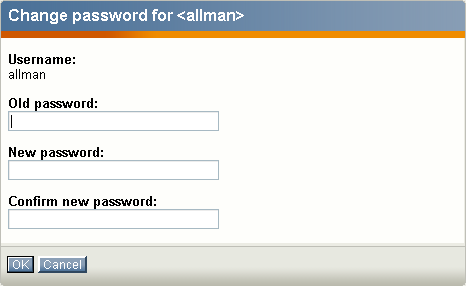 The "Change password" interface.